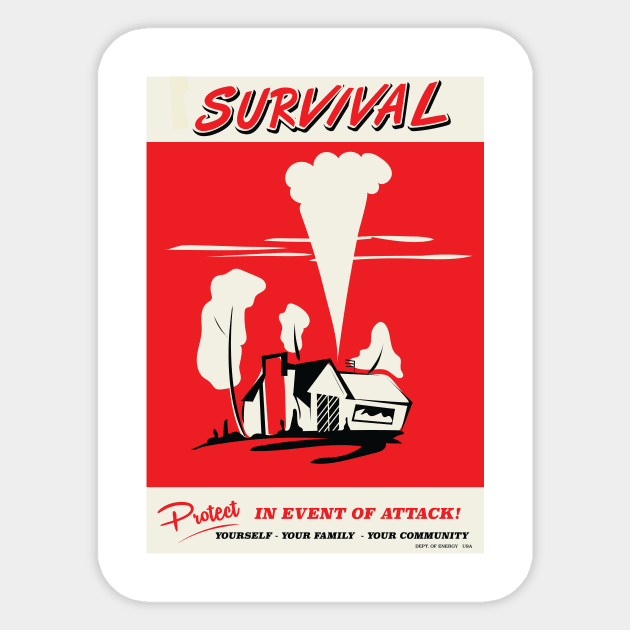 Survival 1950s vintage Nuclear poster Sticker by nickemporium1